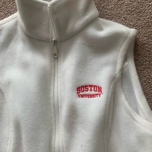 White Boston University Fleece Columbia Vest